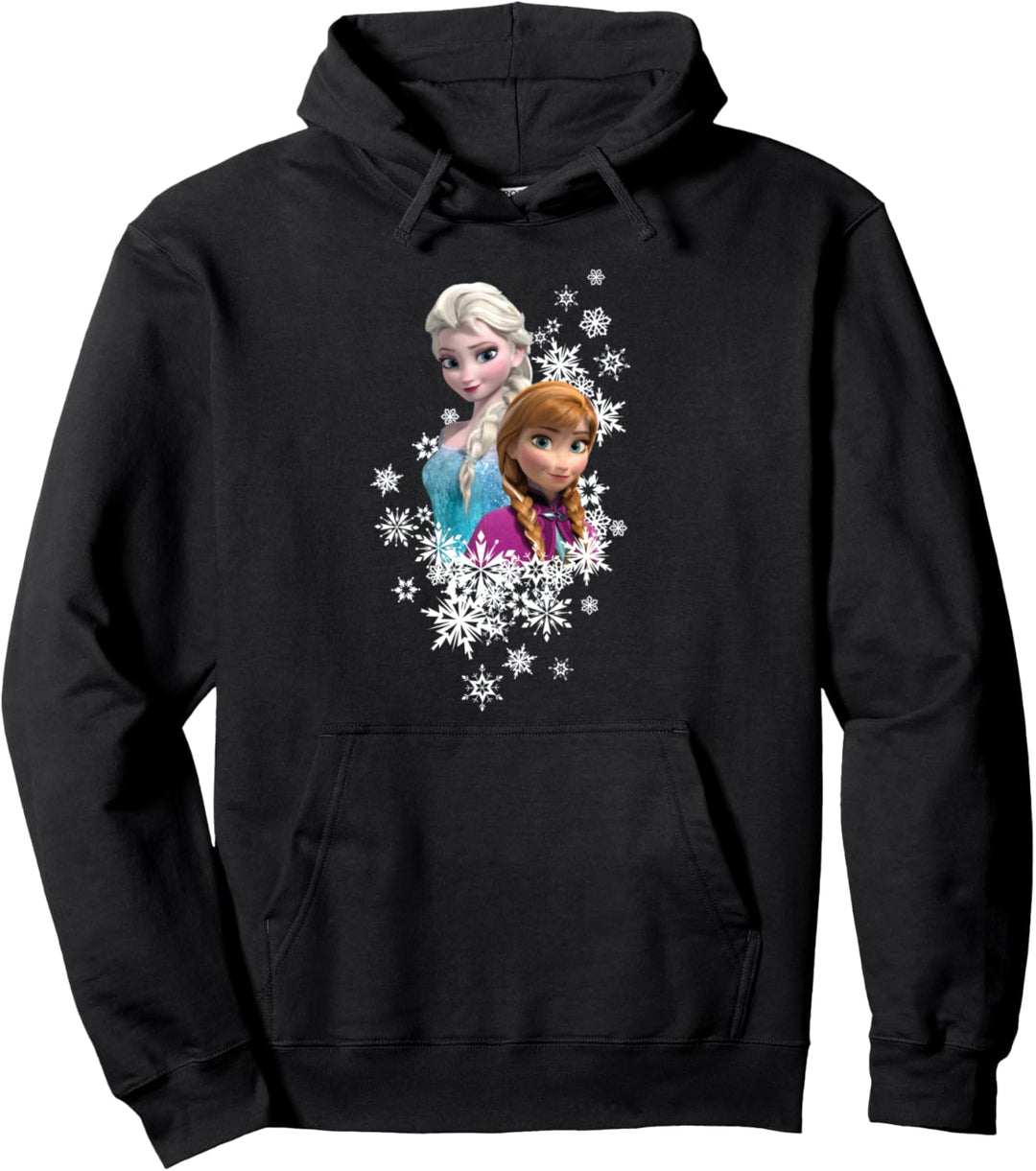 Frozen Elsa And Anna Snowflake Portrait Pullover Hoodie