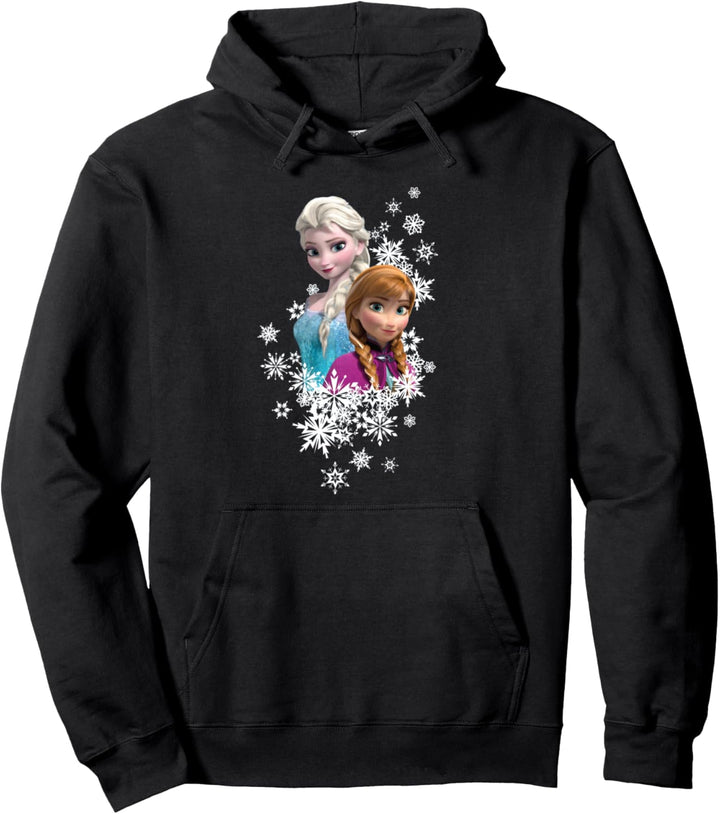 Frozen Elsa And Anna Snowflake Portrait Pullover Hoodie