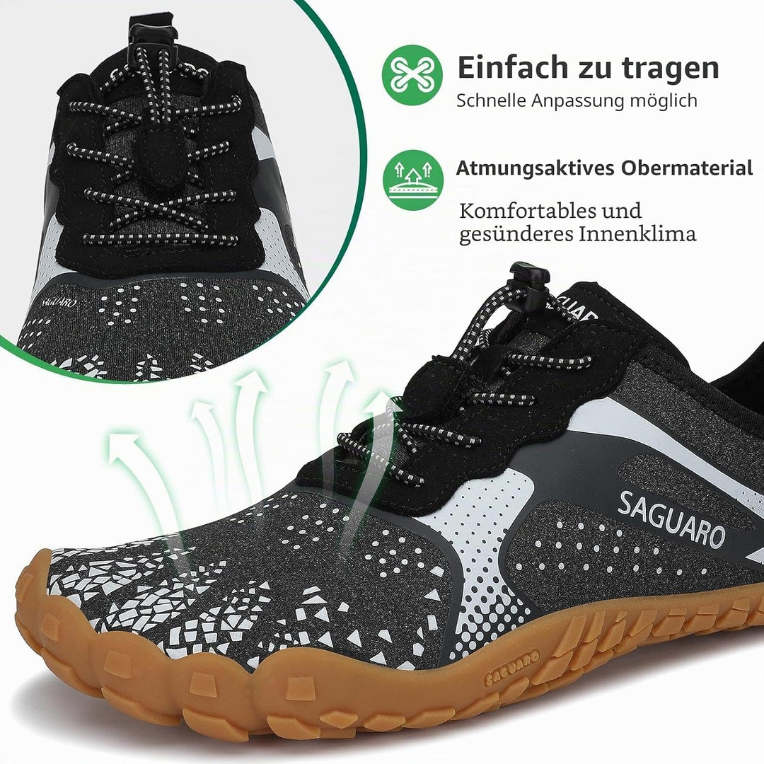 SAGUARO Unisex Barfussschuhe Outdoor Zehenschuhe Traillaufschuhe 39 EU Temperament Schwarzweiss, 39