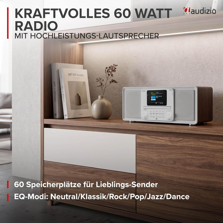 Audizio Palmi - DAB Radio mit CD Player - 60 Watt Stereoanlage mit Bluetooth 5.0, USB &amp; Equalizer, W