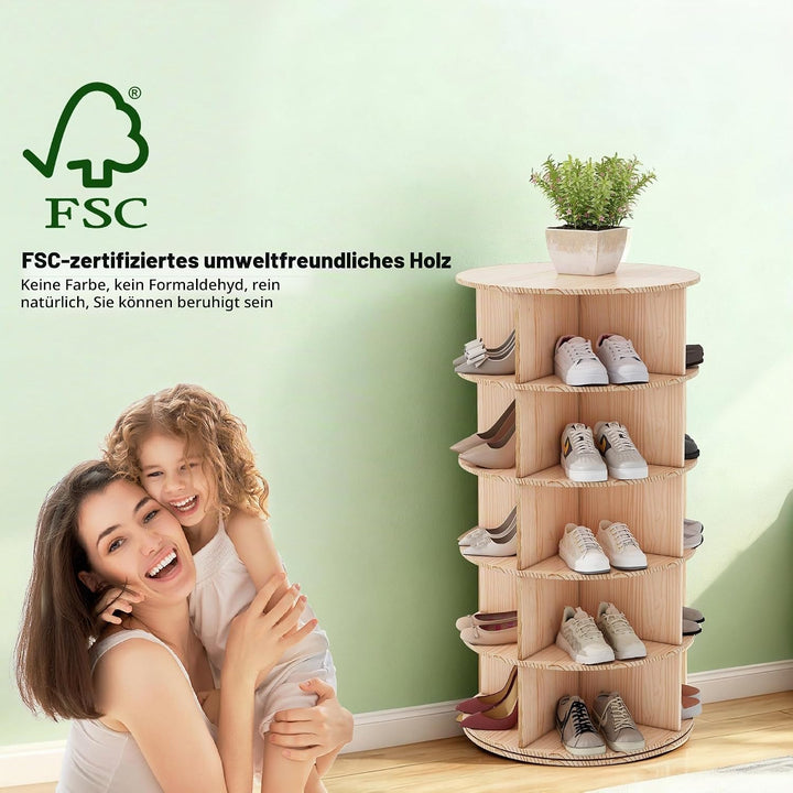 Drehbarer Schuhschrank mit 5 Ebenen, 360° Schuhschrank mit Rundregalen, Karussell für Hüte und Handt