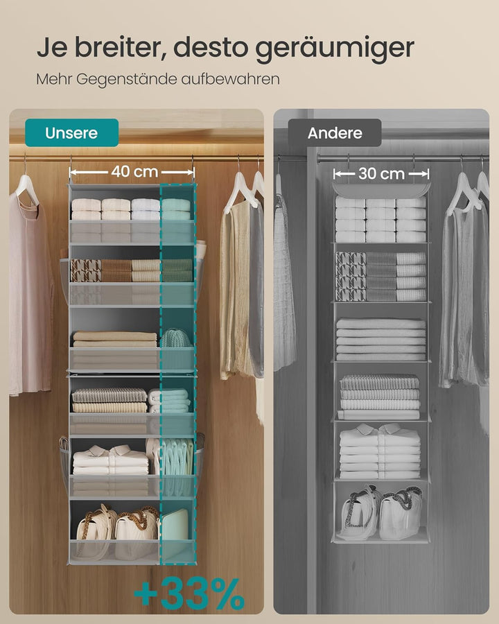 SONGMICS Hängeorganizer 2er Set, Schrank-Organizer, Hängeregal aufteilbar, Hängeaufbewahrung, faltba