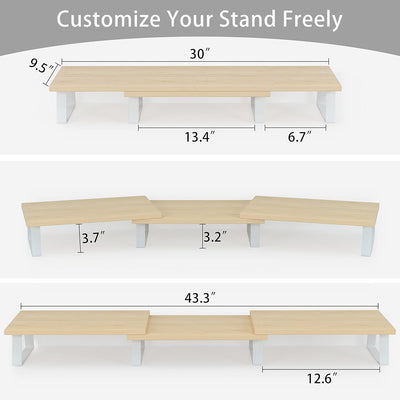 Aothia Gross Monitorständer,2- oder 3-Monitor Stand,Bildschirmerhöhung mit verstellbarer Länge und W