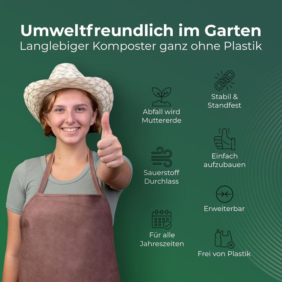 Novatool Garten-Komposter Metall 100x100x50 cm, mit erweiterbarem Stecksytem, pulverbeschichteter Me
