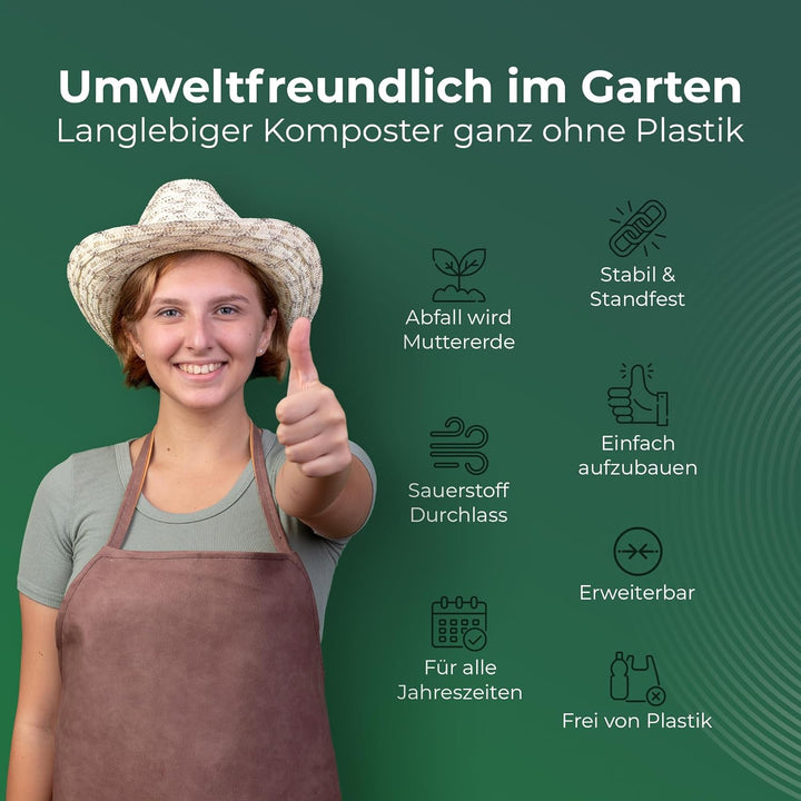 Novatool Garten-Komposter Metall 100x100x50 cm, mit erweiterbarem Stecksytem, pulverbeschichteter Me