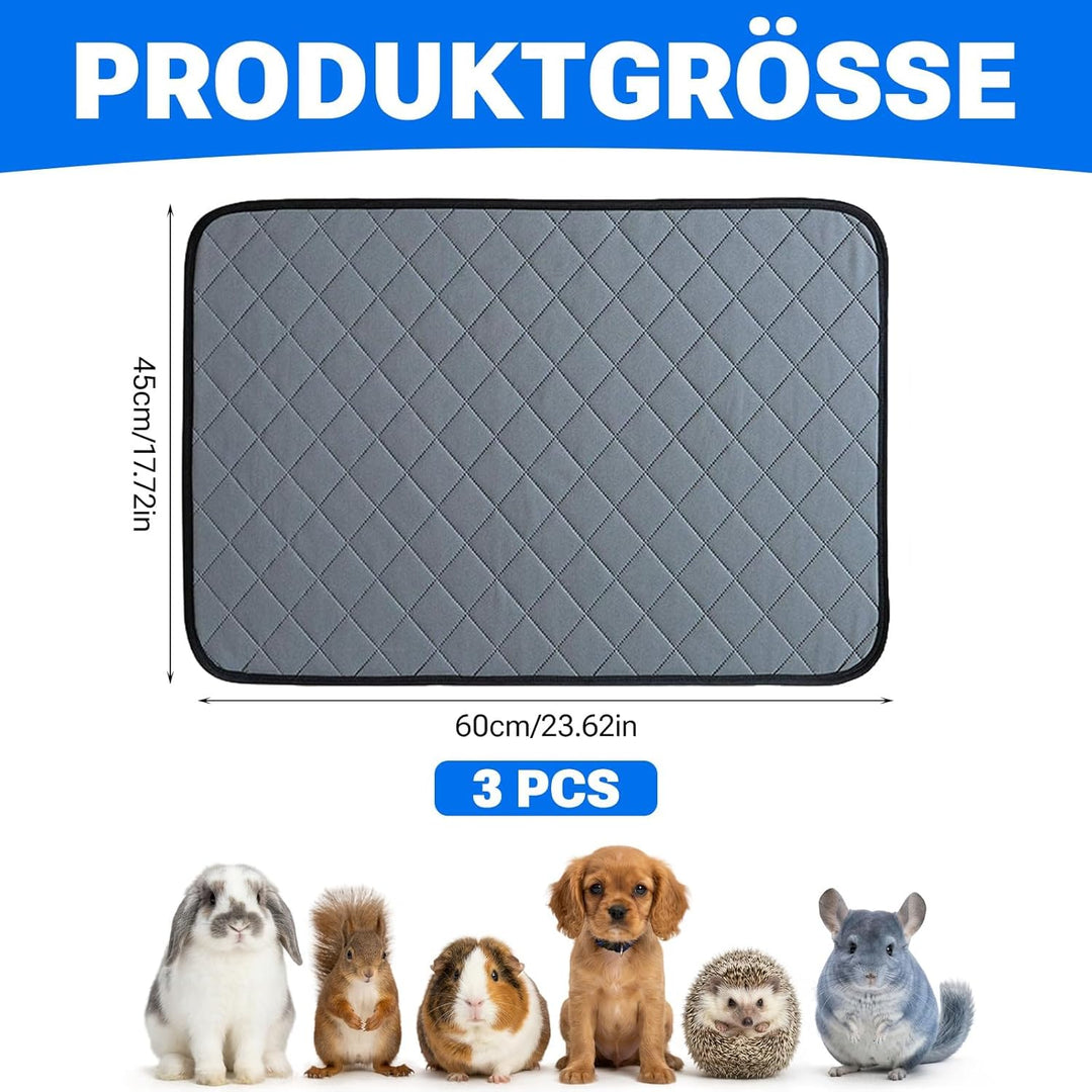 3 Stück Wasserdichte Pipipads für Meerschweinchen, Super Saugfähig &amp; rutschfest, Ideales Meerschwein