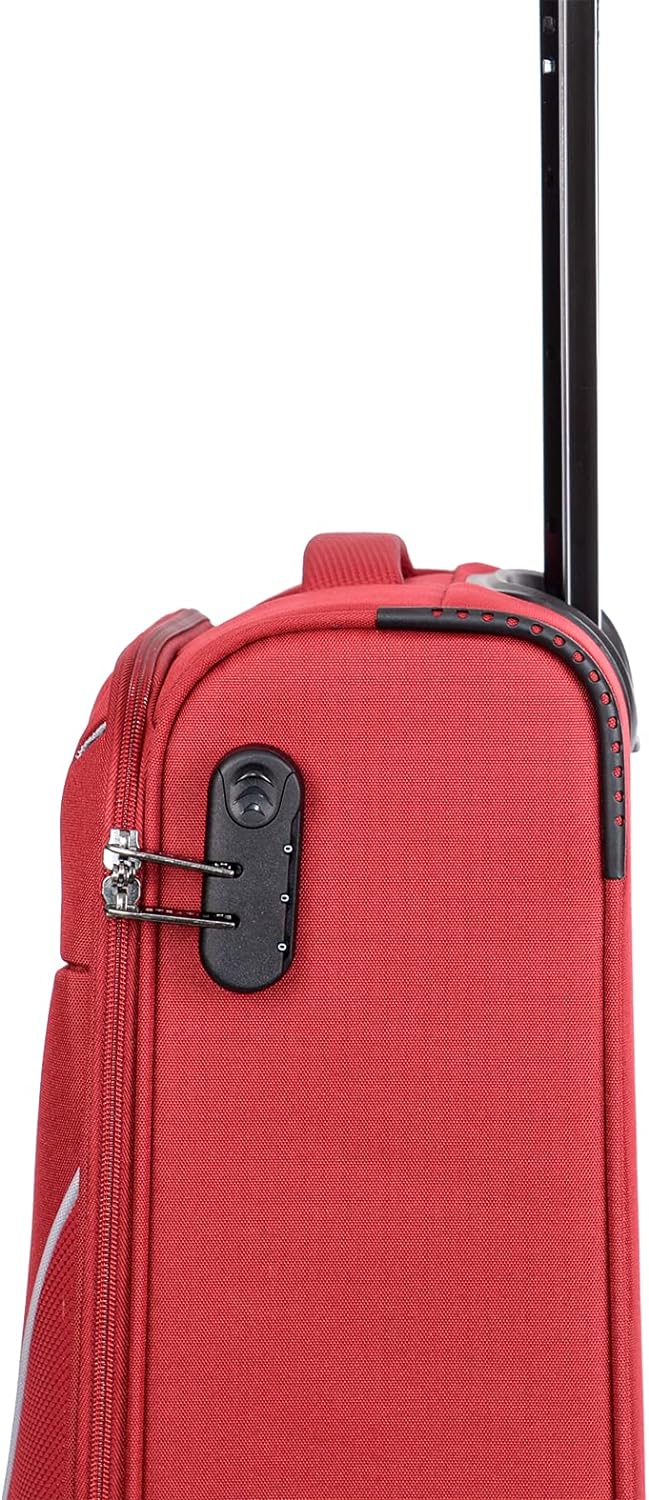 Stratic Strong Koffer Weichschale Reisekoffer Trolley Rollkoffer Handgepäck, 4 Rollen, Grösse S, Rot