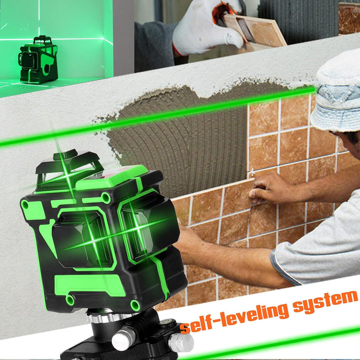 Vislone Kreuzlinienlaser, 3x360° Selbstnivellierender Grüner Laser-Wasserwaage, 3D-Rotationslaser mi