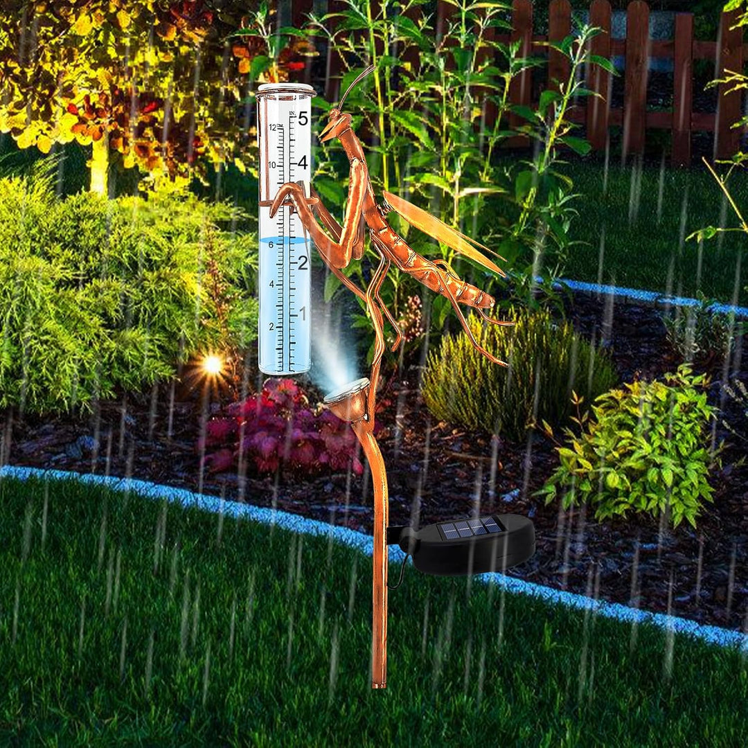 BORDEAG Regenmesser Für Garten, Regenmesser Mit Led Beleuchtung, Outdoor Regenmesser, Niederschlagsm