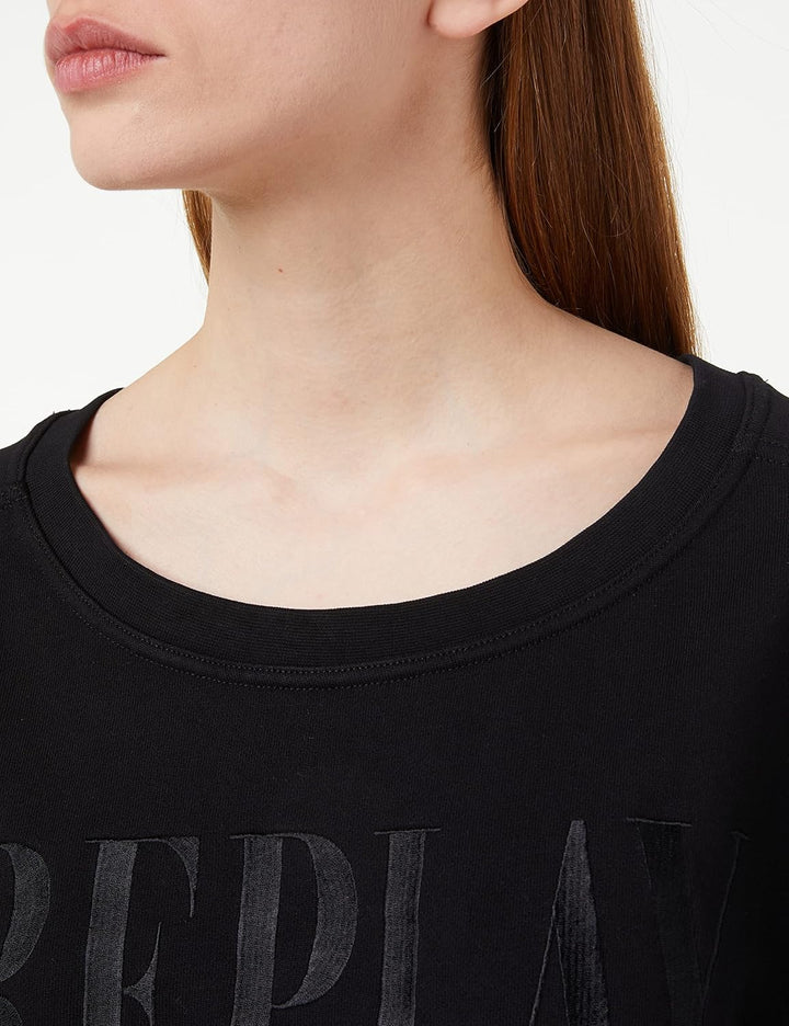 Replay Damen Sweatshirt aus 100% Baumwolle S Black 098, S Black 098