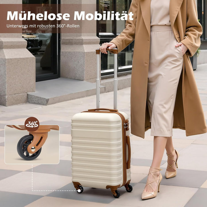 COOLIFE Koffer Trolley Koffer Reisekoffer von ABS Hartschalen Trolley 4 Rollen TSA-Schloss Der Koffe
