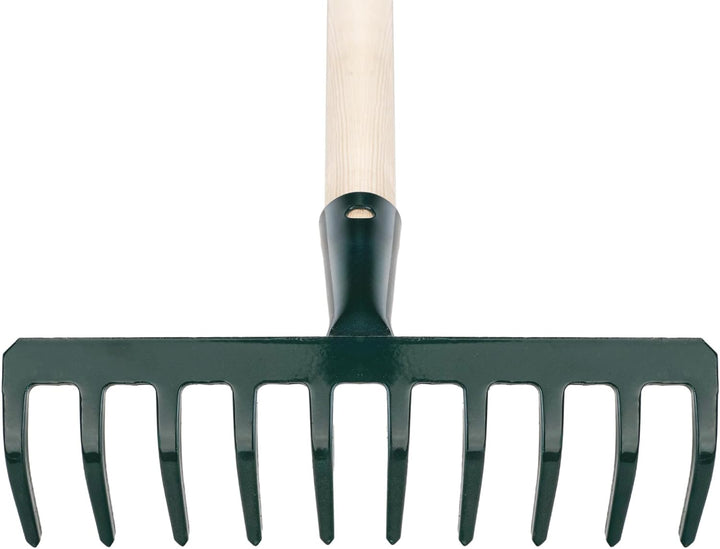 KADAX Rechen aus Metall, Flache Harke mit Stiel aus Holz, Laubbesen für Garten, Beet, Laubrechen, Ra