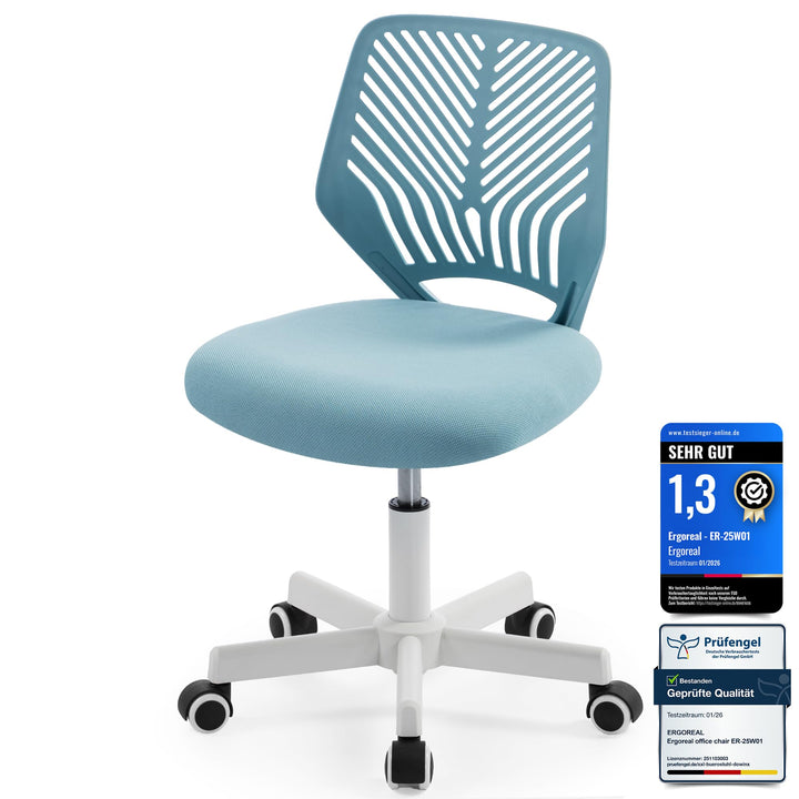 25W01 Ergonomischer Bürostuhl ohne Armlehne, Bürostuhl mit Rollen & Höhenverstellung, Bürostuhl Cozy