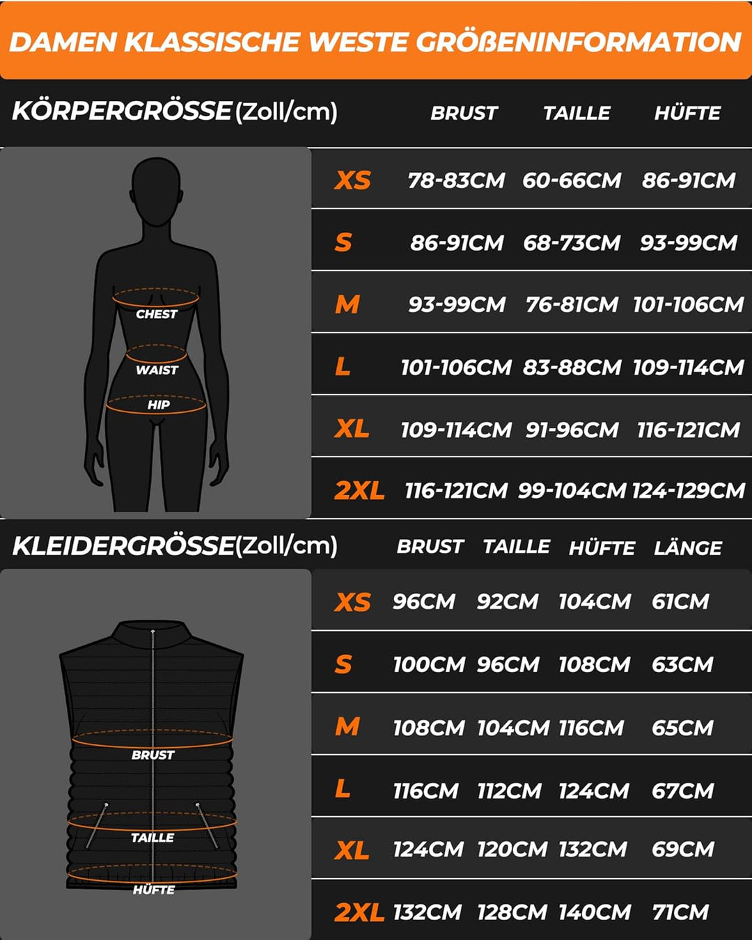 GOTOBI Heizweste Damen mit 16000mAh 7,4V Powerbank - Beheizbare Weste mit 9 Heizzonen und 3 Einstell