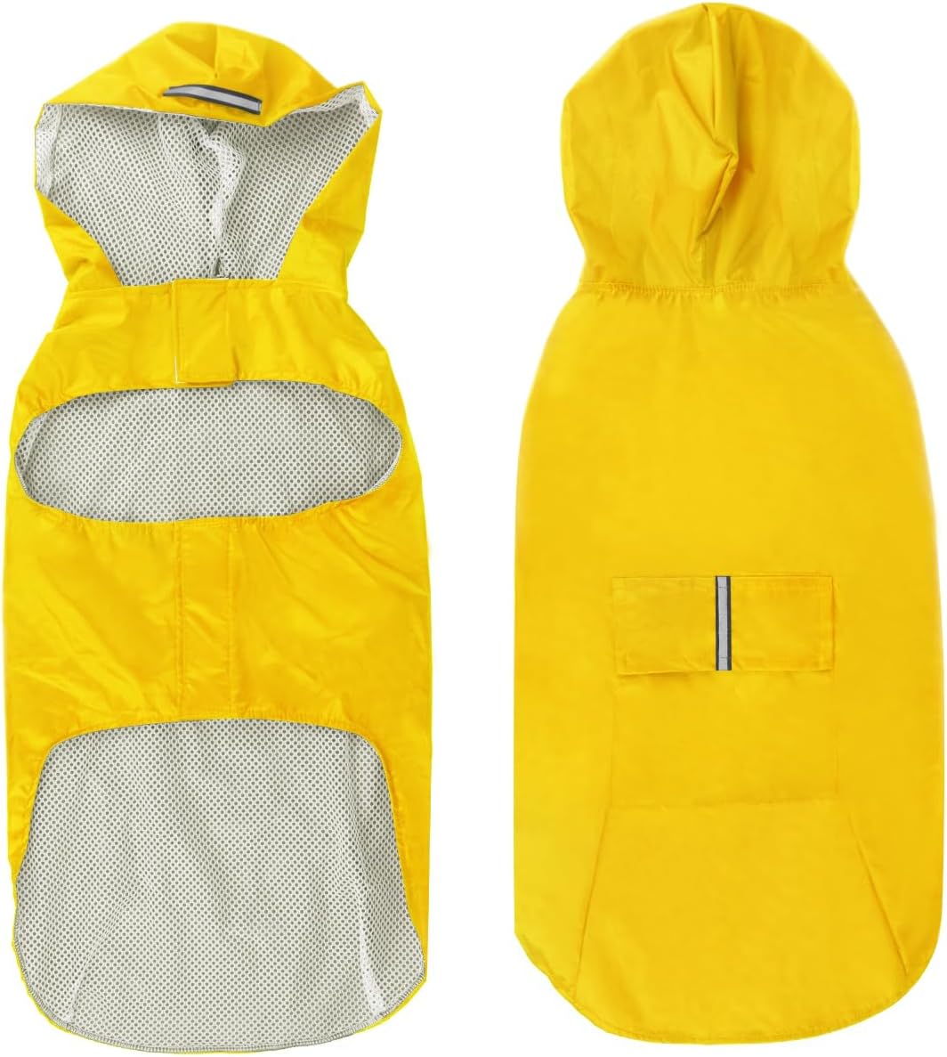Idepet Regenmantel für Hunde mit Kragenloch Wasserdicht Reflektierend Winddicht Poncho Regenjacke mi