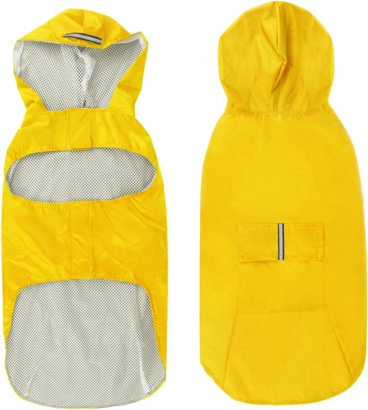 Idepet Regenmantel für Hunde mit Kragenloch Wasserdicht Reflektierend Winddicht Poncho Regenjacke mi