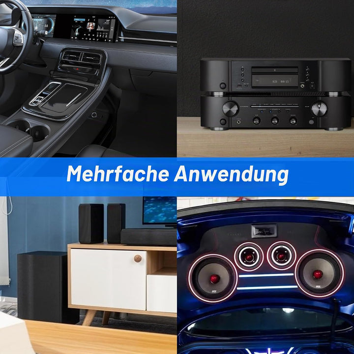 MEIRIYFA 4 Kanal RCA Auto Audio Verbindungskabel, 2 Kanal zu 4 Kanal RCA Auto Audio Y-Splitter Adapt