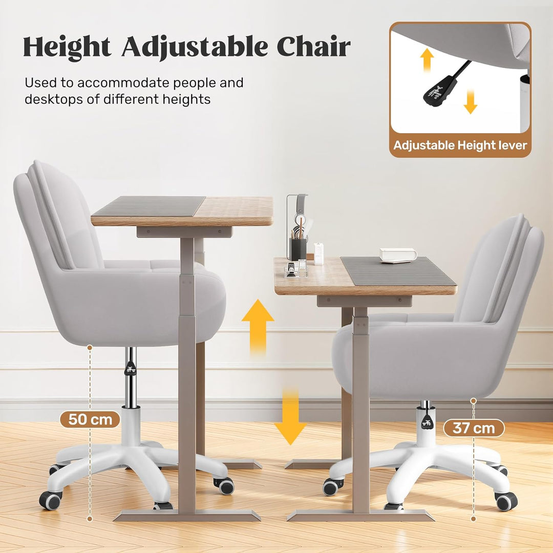 Homeoffice & Schminkstuhl 2-in-1 Ergonomischer Samt Drehstuhl 360°, Höhenverstellbar für Arbeitszimm