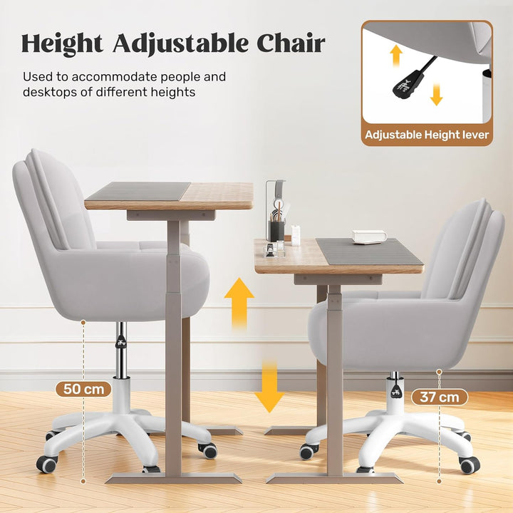 Homeoffice & Schminkstuhl 2-in-1 Ergonomischer Samt Drehstuhl 360°, Höhenverstellbar für Arbeitszimm