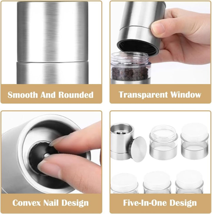 5 lagige Edelstahl Gewürzmühle – Robustes Camping Zubehör & Outdoor Küchen Gadget für Wanderer und C