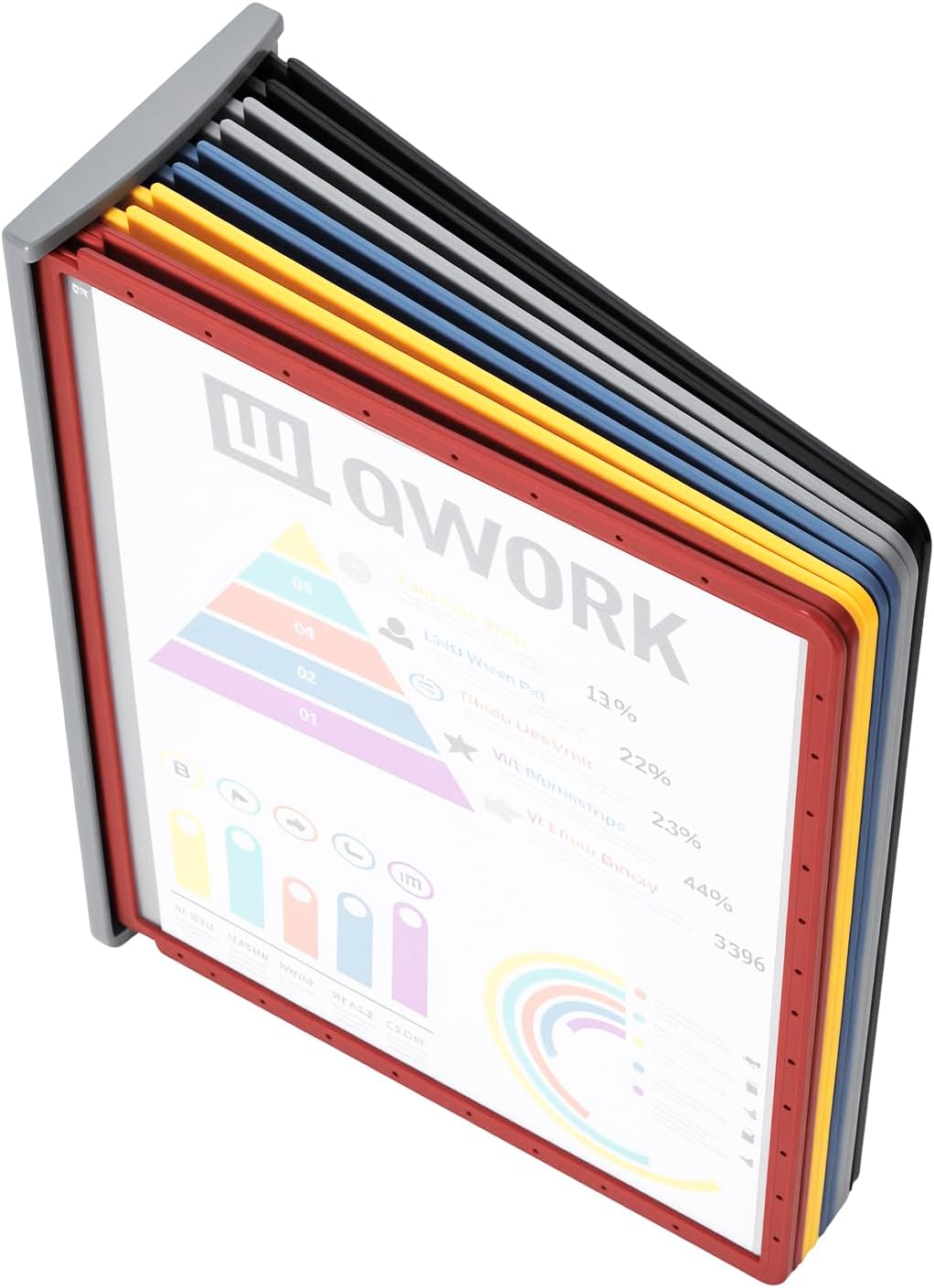 QWORK® Magnetischer Wand Sichttafelsystem mit 10 Sichttafeln A4 in Schwarz für Messehallen, Restaura
