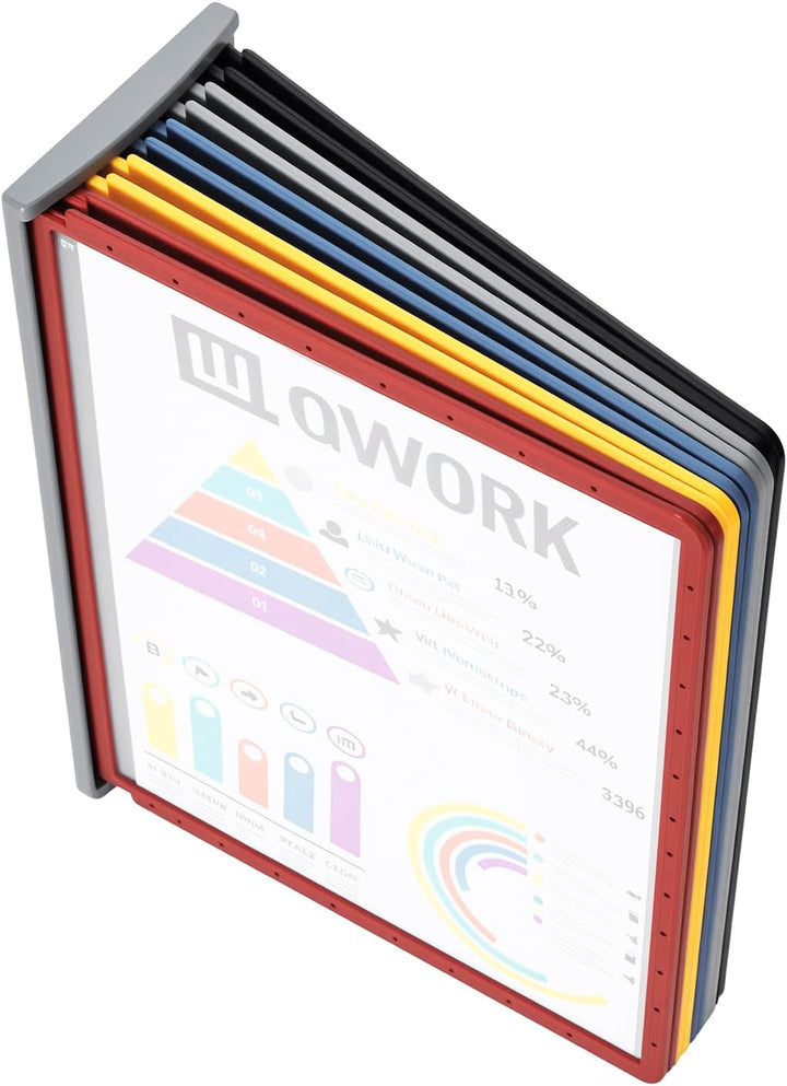 QWORK® Magnetischer Wand Sichttafelsystem mit 10 Sichttafeln A4 in Schwarz für Messehallen, Restaura