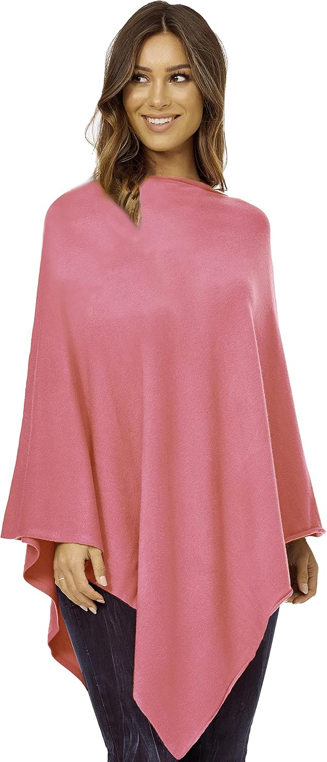 Damen Elegante Poncho Strick Pullover Strick Jacke, Altrosa