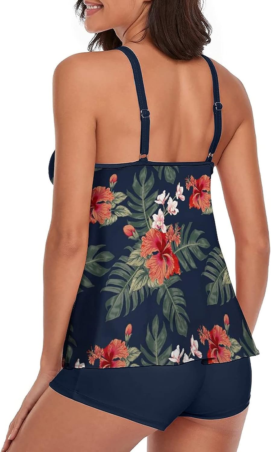 wihnsinop Tankini Damen Bauchweg Bademode Set Damen Freizeit Tankini Badeanzug Zweiteiler Tankinis S