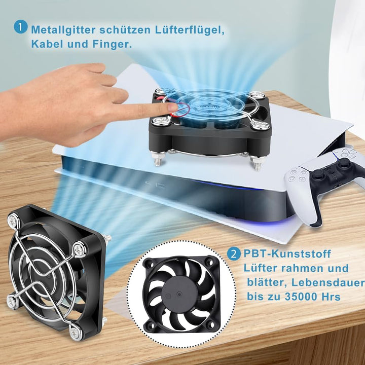 GDSTIME 2 Stück USB Lüfter 50mm 5V PC Lüfter 50mm USB 5010 50 x 50 x 10mm PC Ventilator mit 3 Einste