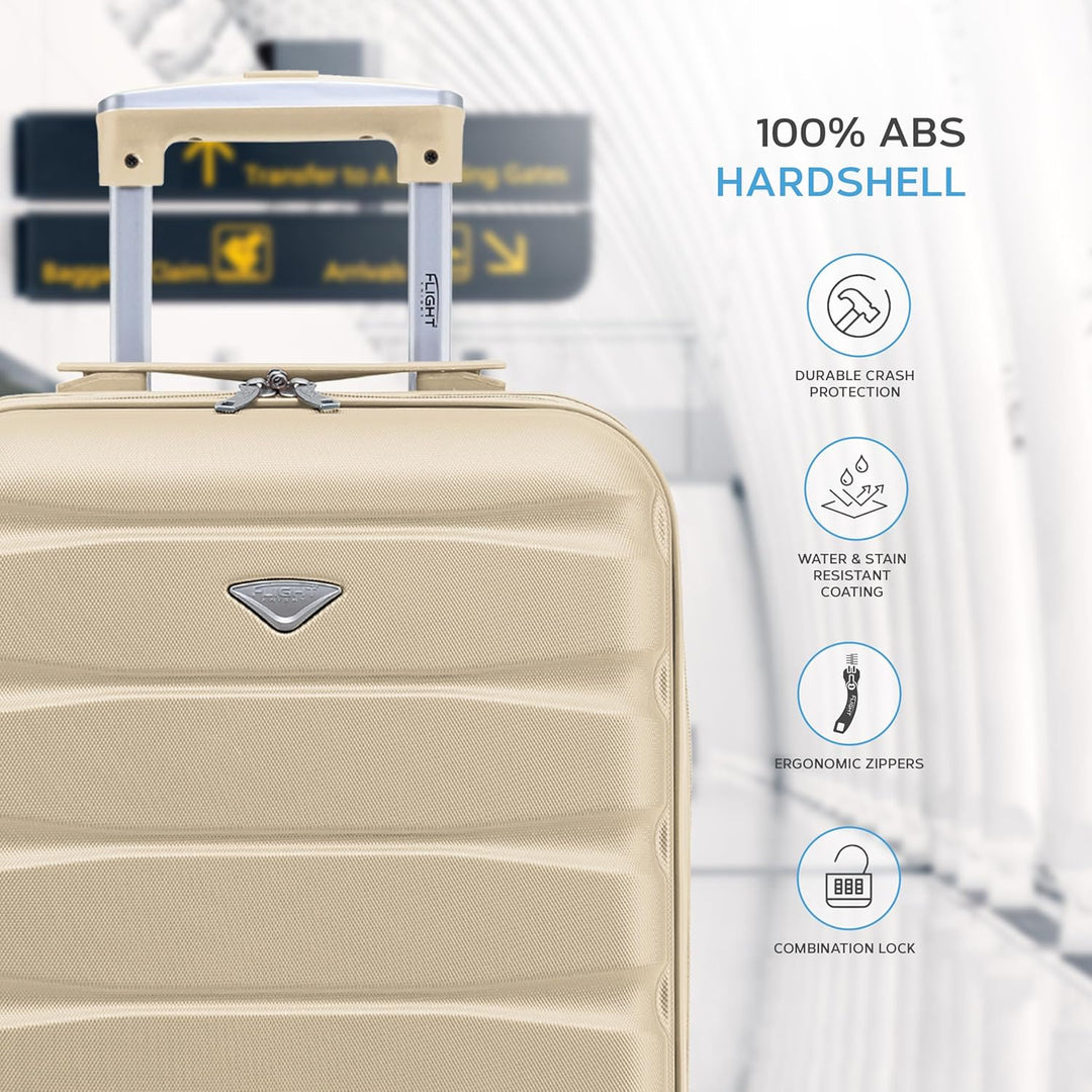 Flight Knight 3er-Pack Leichte 4-Rad-abs-hartschalenkoffer Handgepack, Zugelassen Fur Uber 35 Flugge