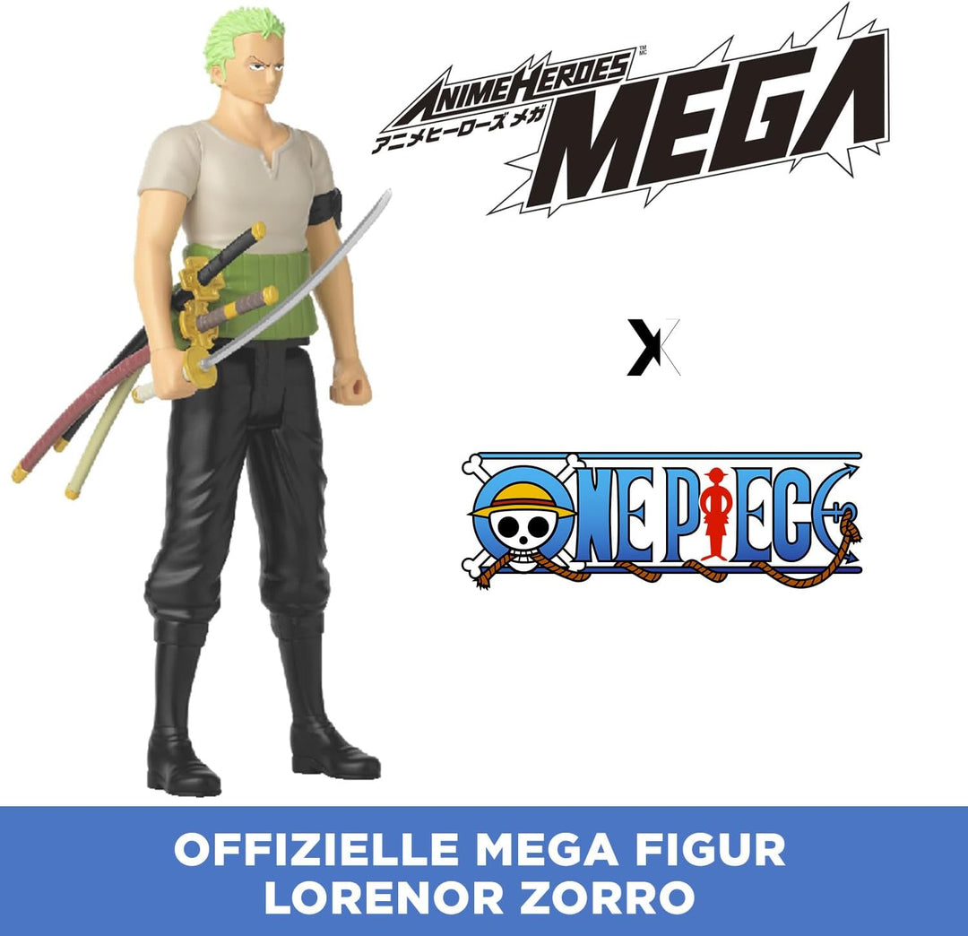 BANDAI – Anime Heroes – One Piece – Anime Heroes Mega Figur 30 cm Zorro – Grosse bewegliche Figur –