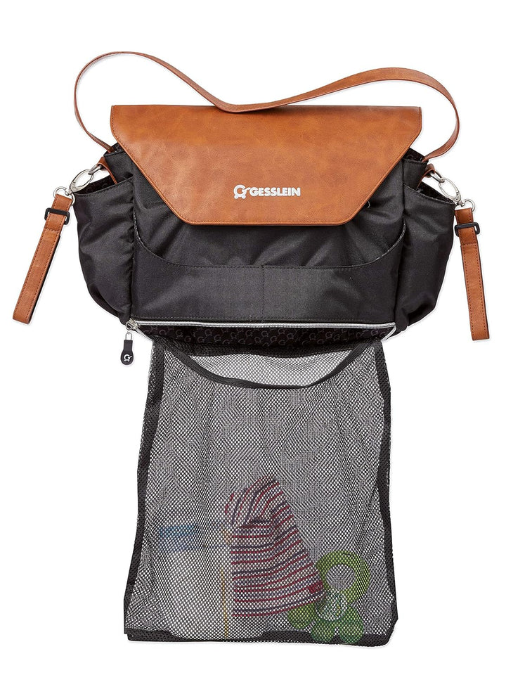 Gesslein Praktischer Organizer für den Kinderwagen in Lederoptik, schwarz