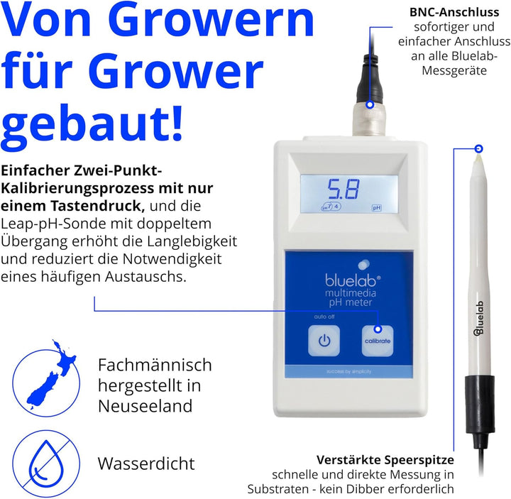 Multimedia pH Messgerät mit BNC Elektrode Bluelab (Multimedia pH Meter)