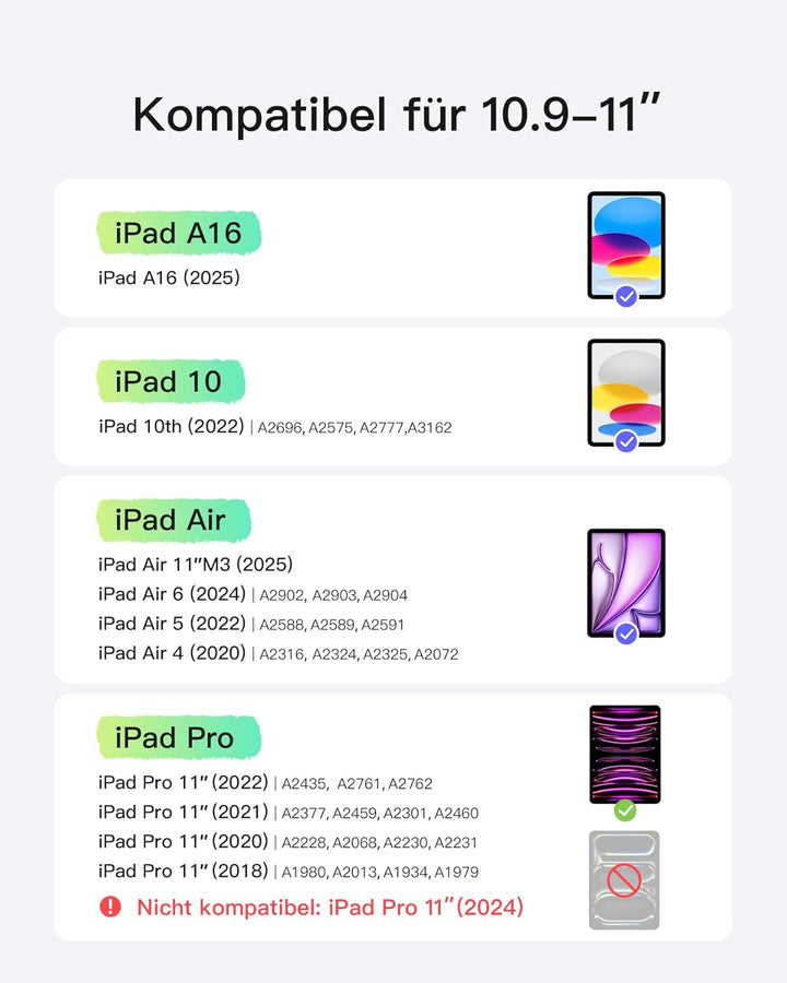 Inateck Hülle mit Tastatur,Ultraleichte Tastatur für iPad 10/11 Generation A16 2025 11 Zoll,iPad Air