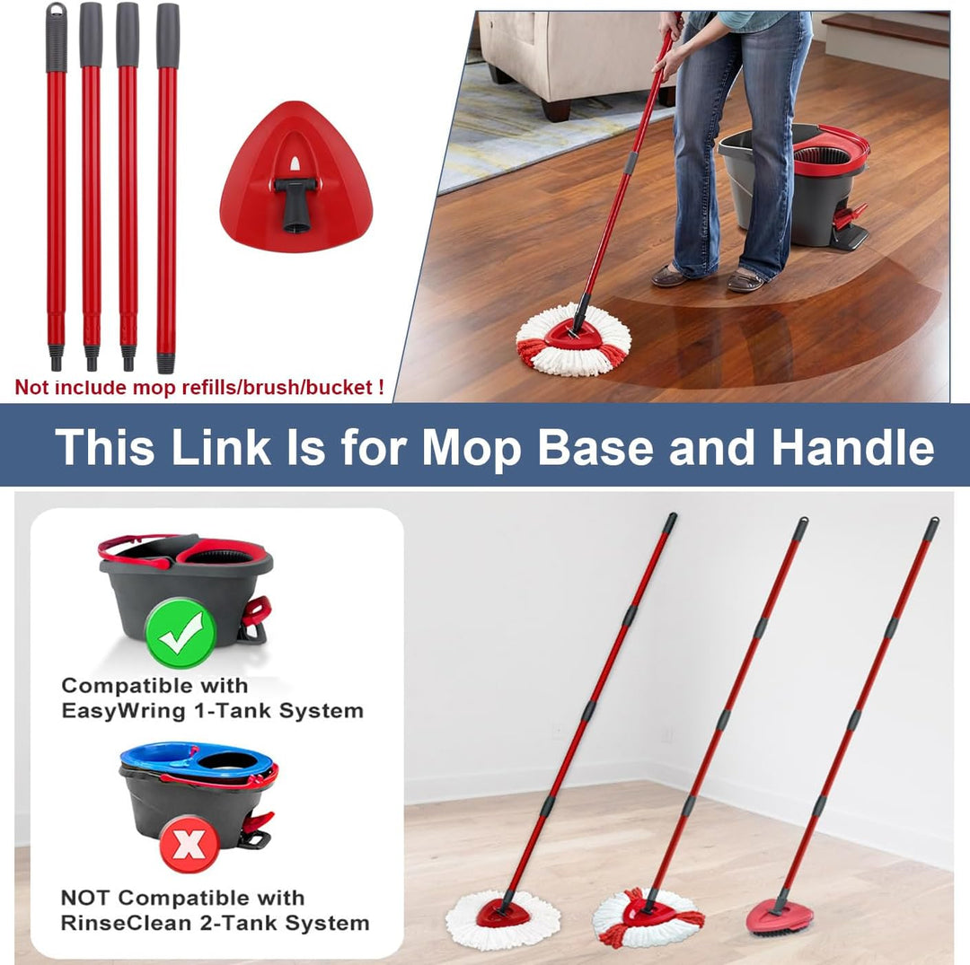 Sgizoku Moppstiel und Drehfuss, kompatibel mit Viledar/O-cedars Spin Turbo Mopp Turbo Smart/EasyWrin
