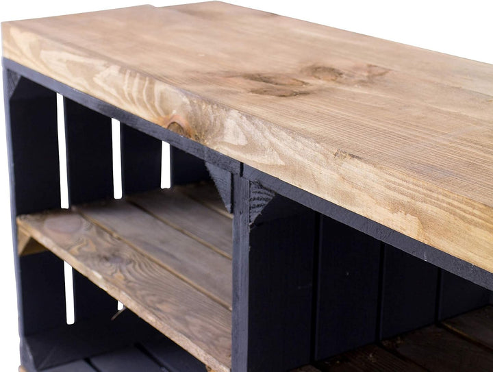 Sideboard aus Holz, braune Regalbretter, auf Rollen mit 4 Fächern - NEU - 100x30x50 cm - idealer TV