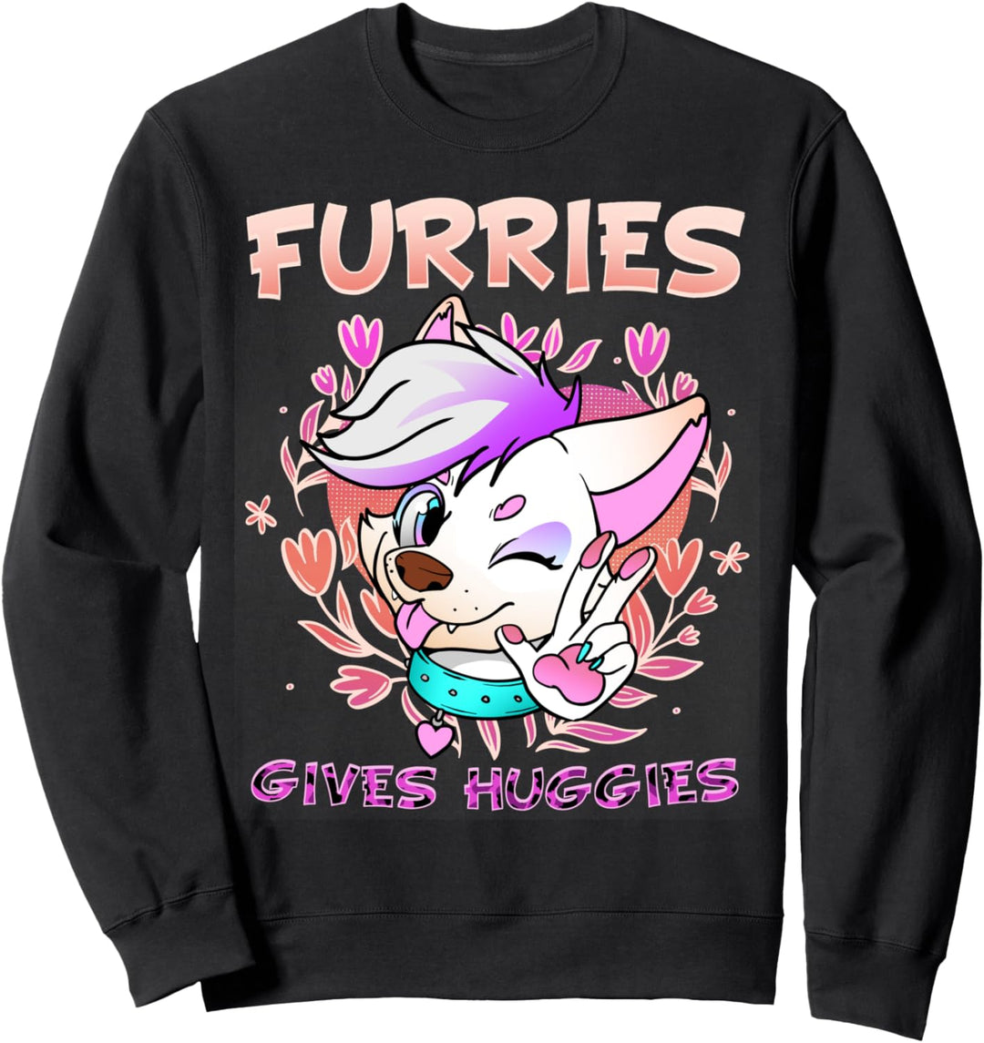 Furries Give Huggies I Cute Cosplay Furry Fandom Sweatshirt