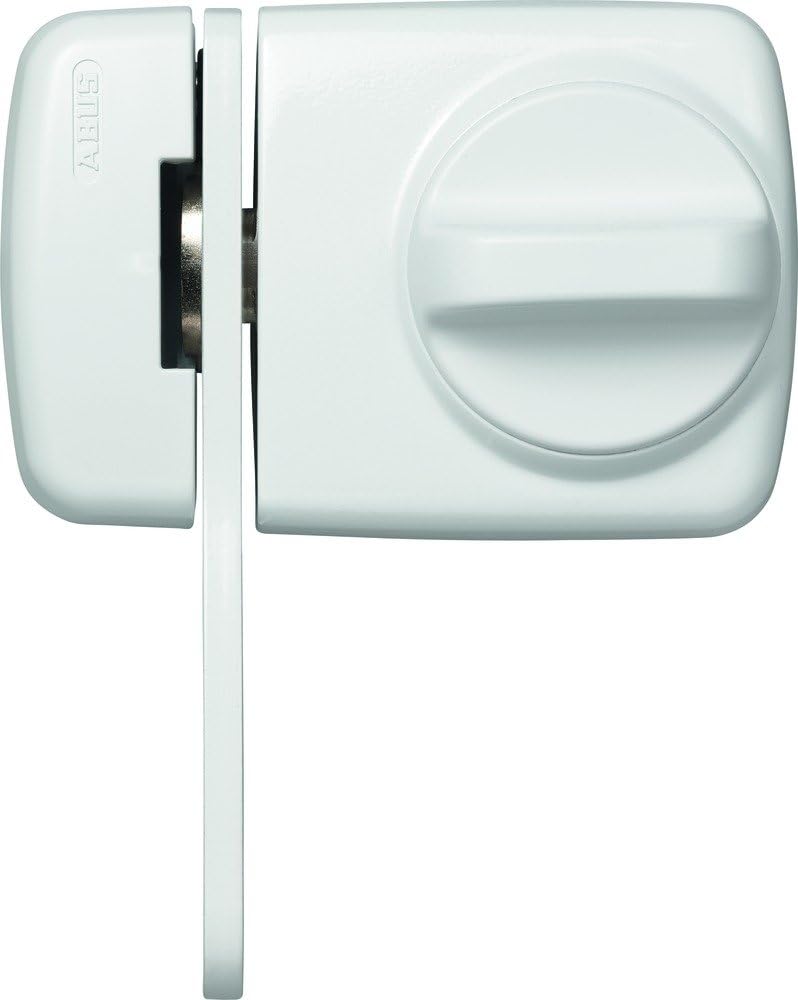 ABUS Tür-Zusatzschloss 7530 mit Sperrbügel für Türen mit schmalen Rahmenprofilen, weiss, 58925, Weis