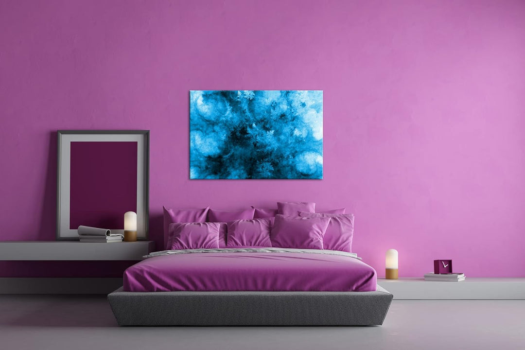 deyoli atemberaubendes Fraktal Muster in blau weiss Format 80x60 Effekt: Monocrome Blau als Leinwand