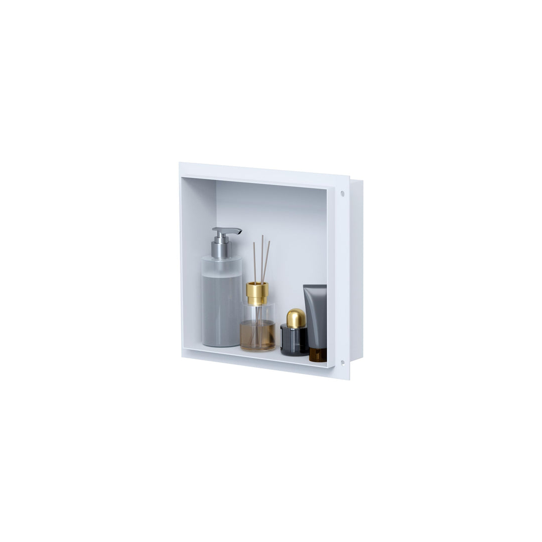 VILSTEIN Wandnische Dusche 30x30 cm [ROSTFREI] - Randlose Duschnische - Wandnische Weiss - Einbaureg