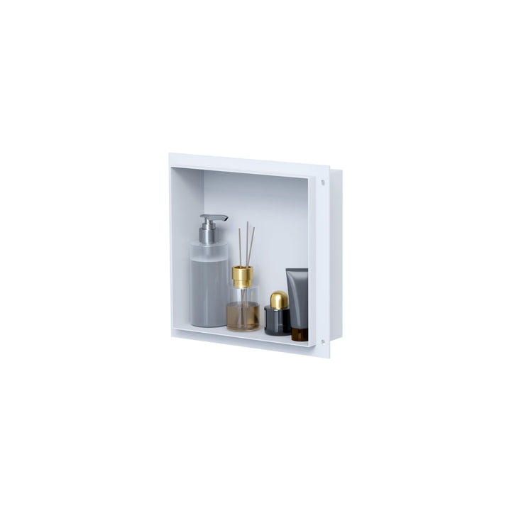 VILSTEIN Wandnische Dusche 30x30 cm [ROSTFREI] - Randlose Duschnische - Wandnische Weiss - Einbaureg