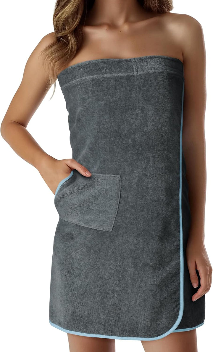HOMELEVEL Saunakilt für Damen und Herren mit Klettverschluss und Tasche aus 100% Baumwolle Sauna Kil