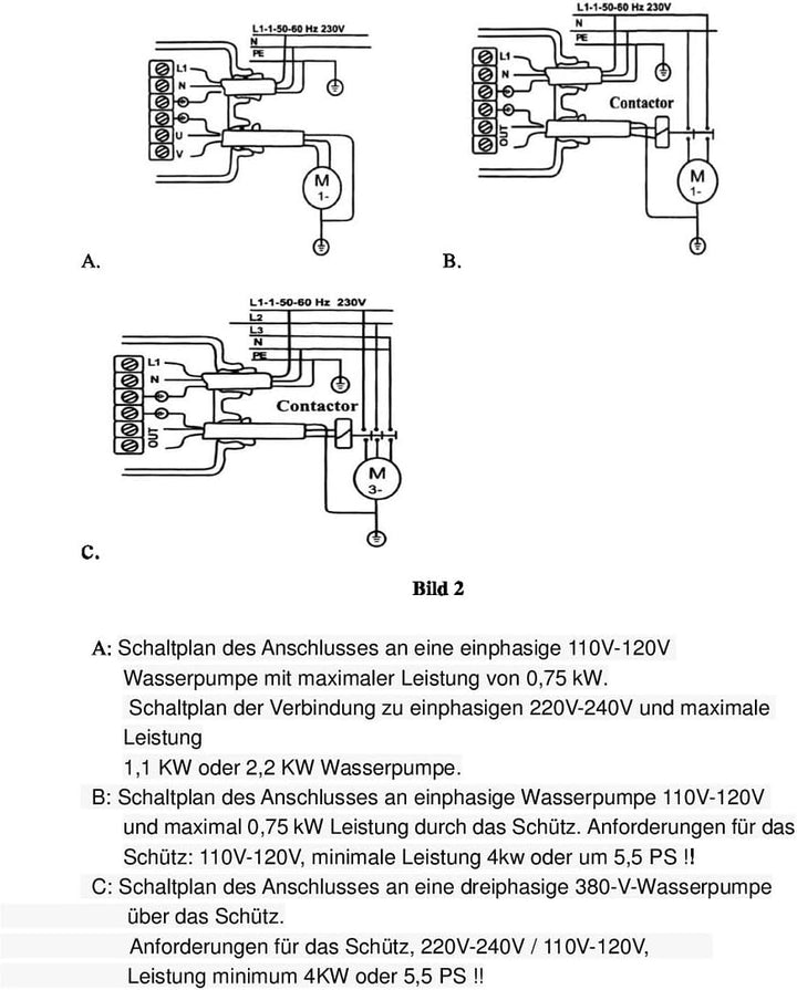 CHM GmbH® Digitale einstellbare Pumpensteuerung bis 2,2 kW und 8 Bar Druckschalter, Druckwächter Ein