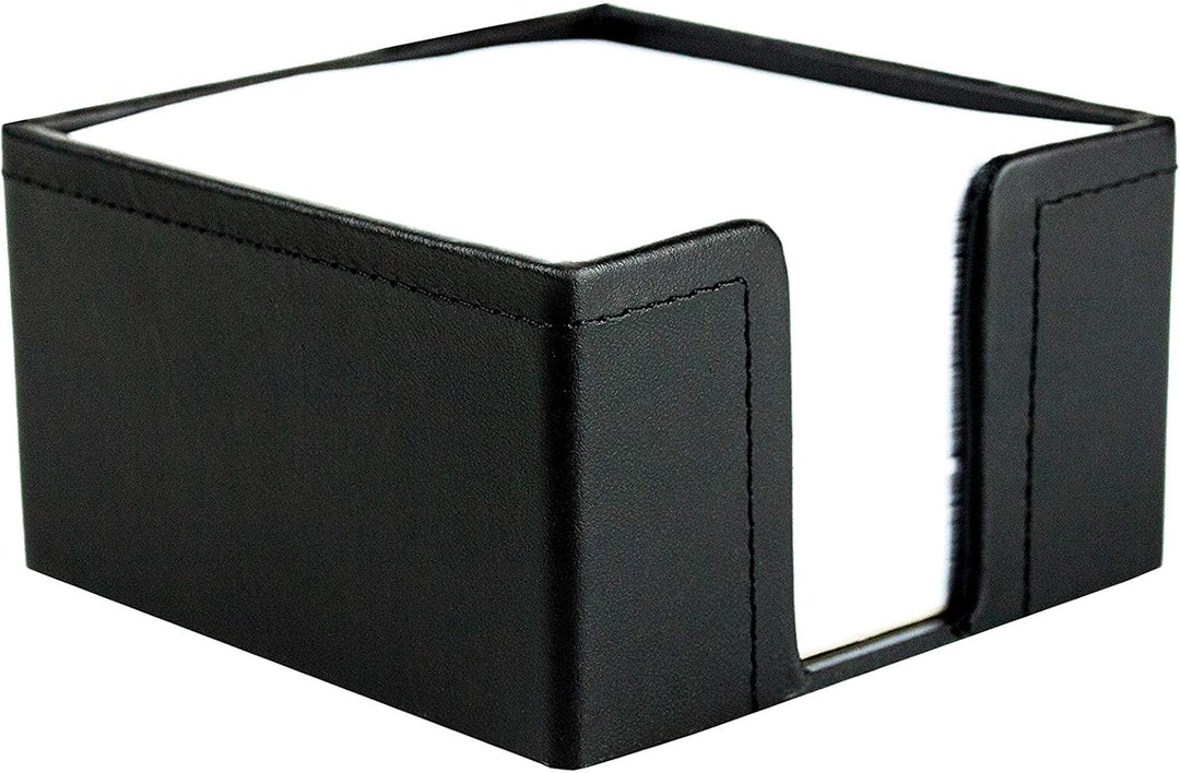 DELMON VARONE - Zettelkasten Premium Leder Boxcalf schwarz, Zettelbox inkl. 500 Blatt Papier, Notizz