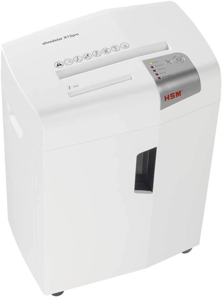 HSM shredstar X12pro Office Aktenvernichter, Partikelschnitt P5, 12 Blatt, mit separatem CD Schredde