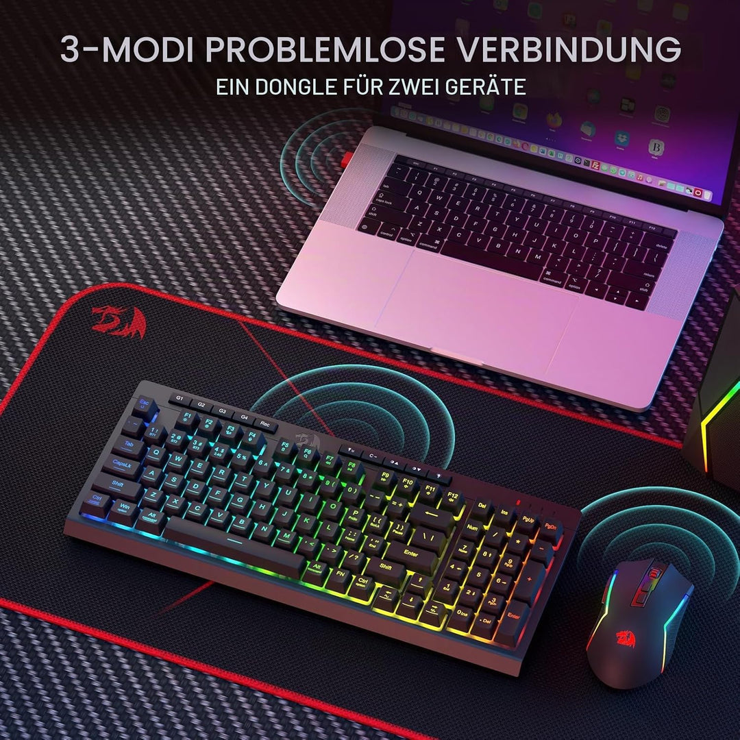 Redragon BS142 Kabellose Gaming-Tastatur- und -Maus-Kombination - K515 PRO RGB-Membrantastatur und M