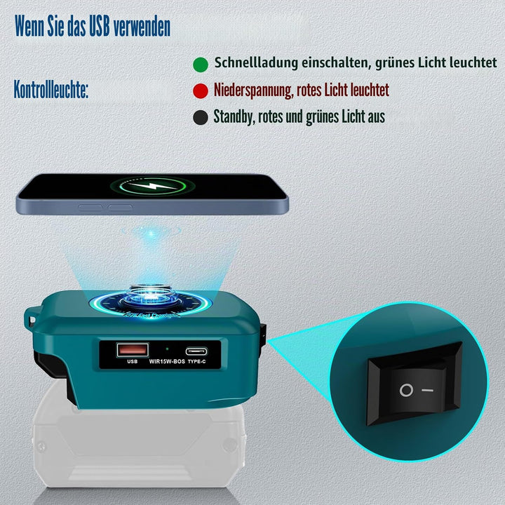 Handy Wireless Ladegeräte für Bosch Professional 18V System Batterie GBA 18V Batterien, 15W Handy La