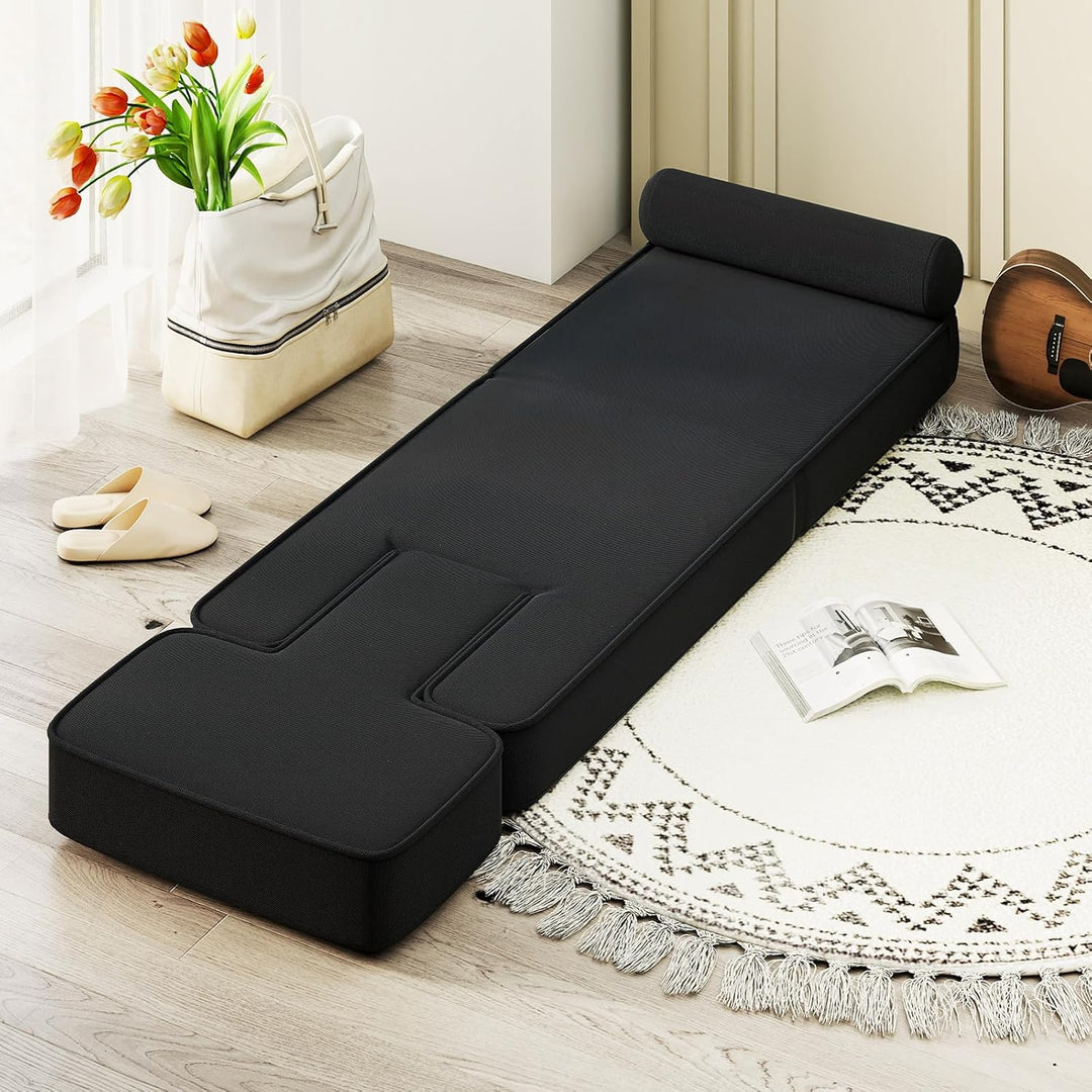 GOPLUS Bodensofa, gepolsterter Bodenstuhl mit Verstellbarer Rückenlehne & Kopfstütze, Bodensessel mi