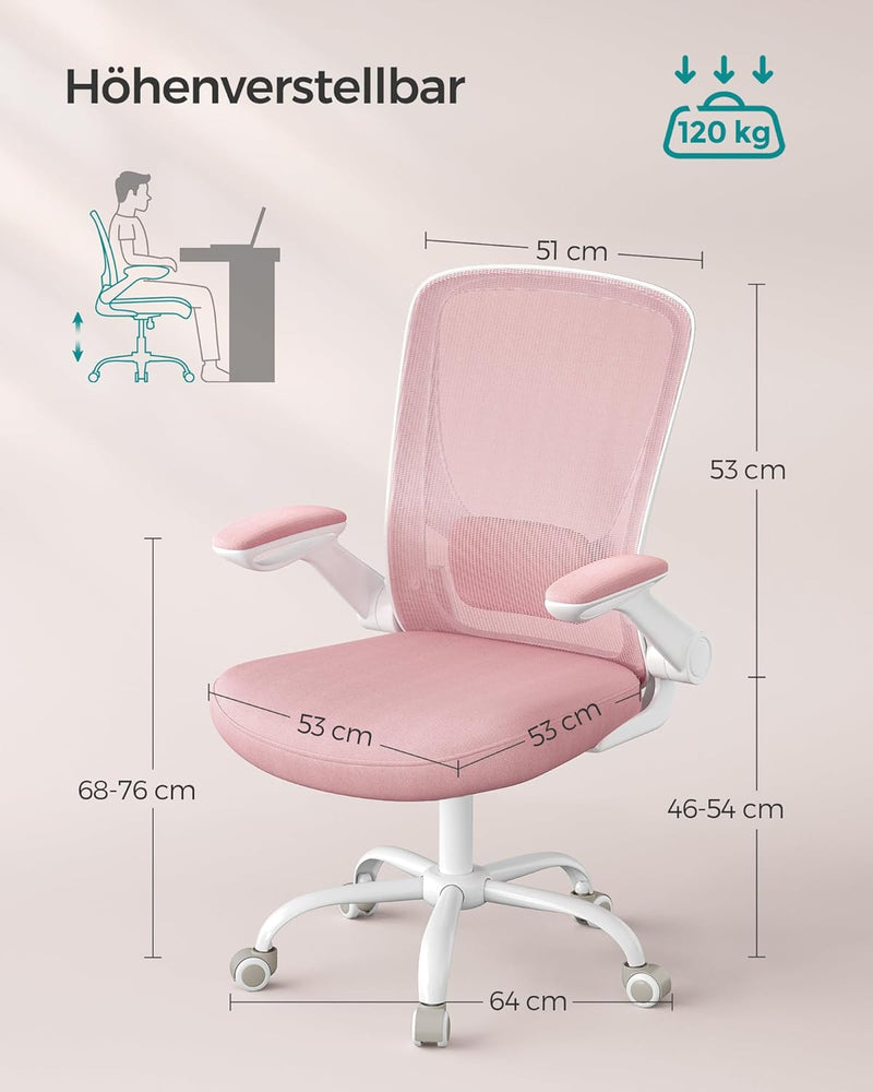 SONGMICS Bürostuhl, Schreibtischstuhl, Drehstuhl mit Netzbespannung, ergonomisch, gepolsterte Lenden