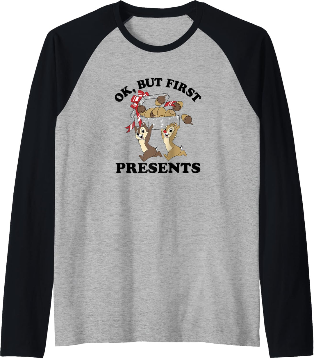 Disney Christmas Chip & Dale Ok But First Presents Raglan